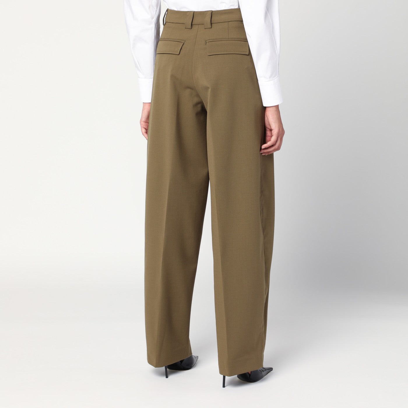 Thelatest Taupe Wool Blend Trousers Women TheLatest