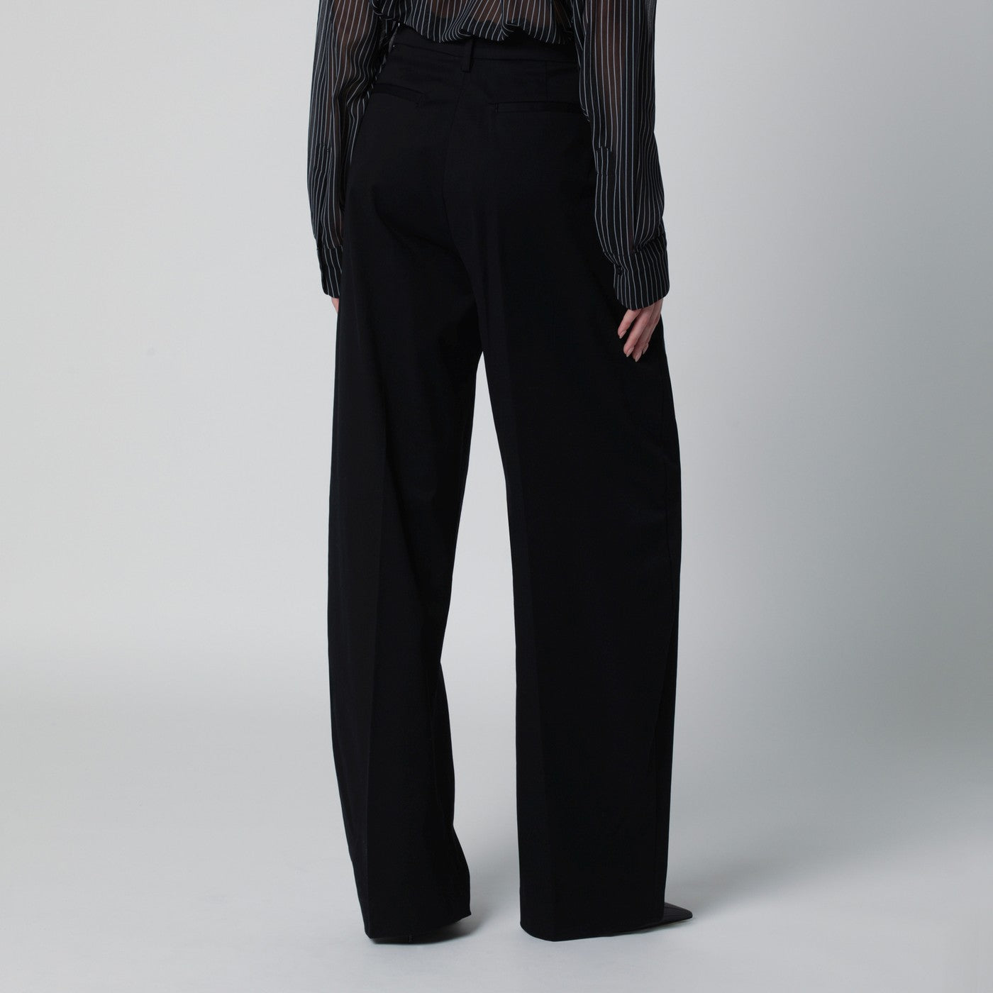 Thelatest Black Cotton Palazzo Trousers Women TheLatest