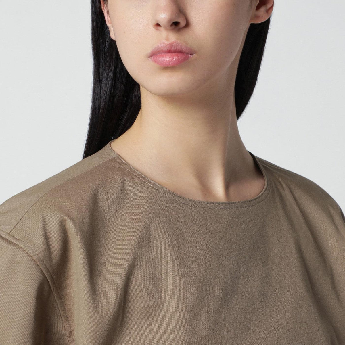 Thelatest Short-Sleeve Cognac Cotton Top Women TheLatest