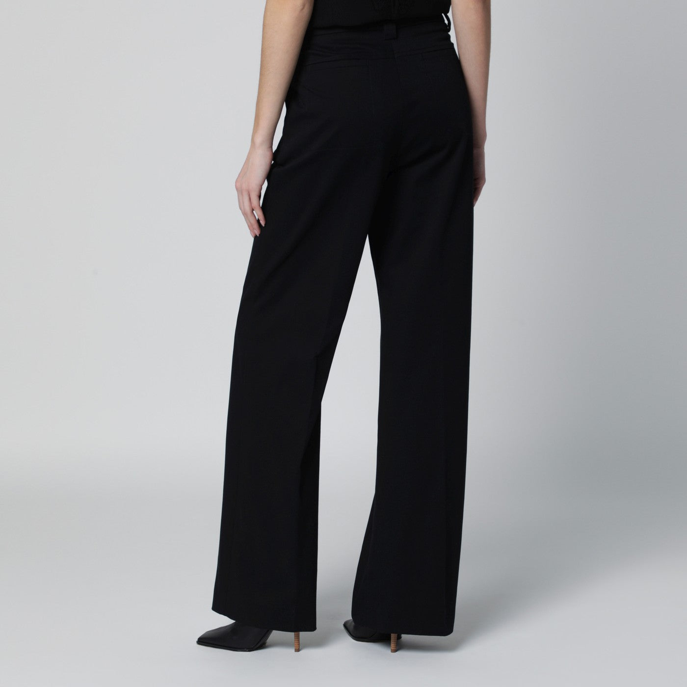 Thelatest Black Cotton Palazzo Trousers Women TheLatest