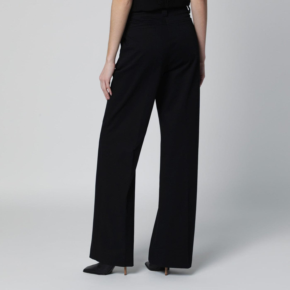 Thelatest Black Cotton Palazzo Trousers Women TheLatest