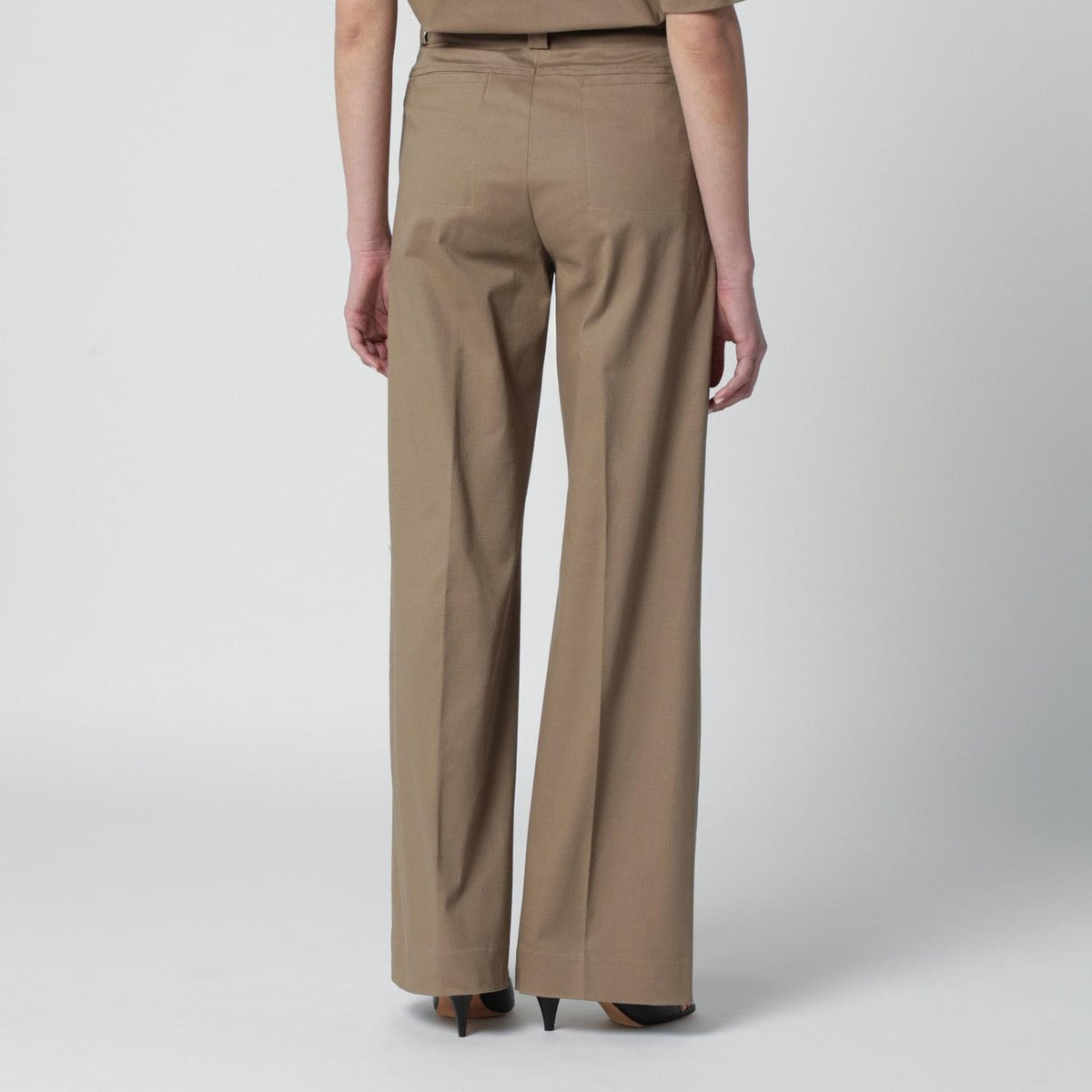 Thelatest Cognac Cotton Palazzo Trousers Women TheLatest