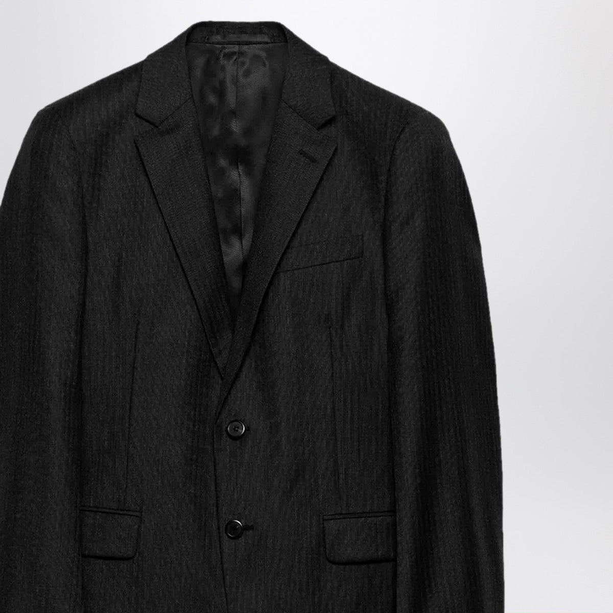 Prada Single-Breasted Suit In Anthracite Gray Wool And Cashmere Men PRADA
