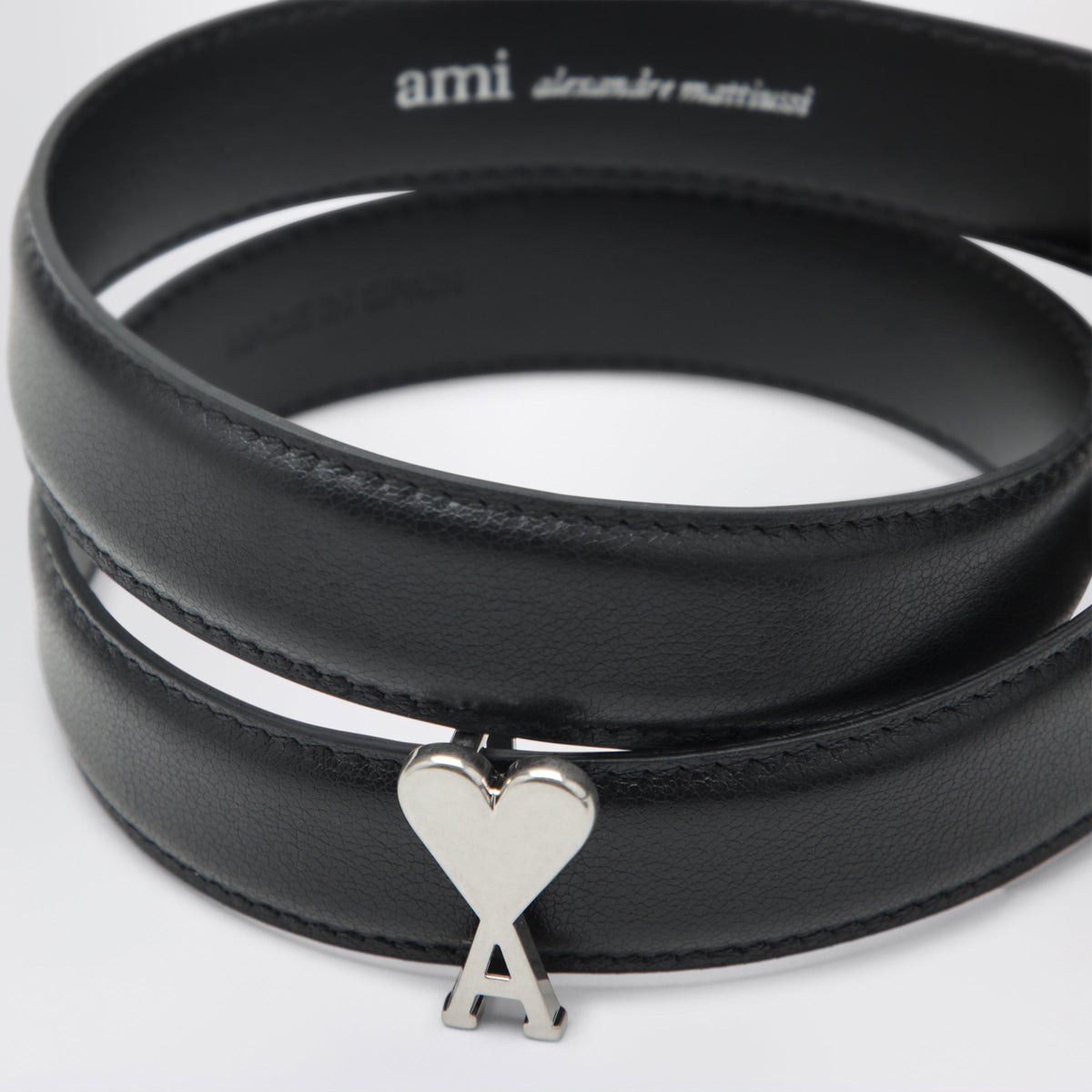 Ami Paris Black Ami De Cå“Ur Belt In Calfskin Men AMI PARIS