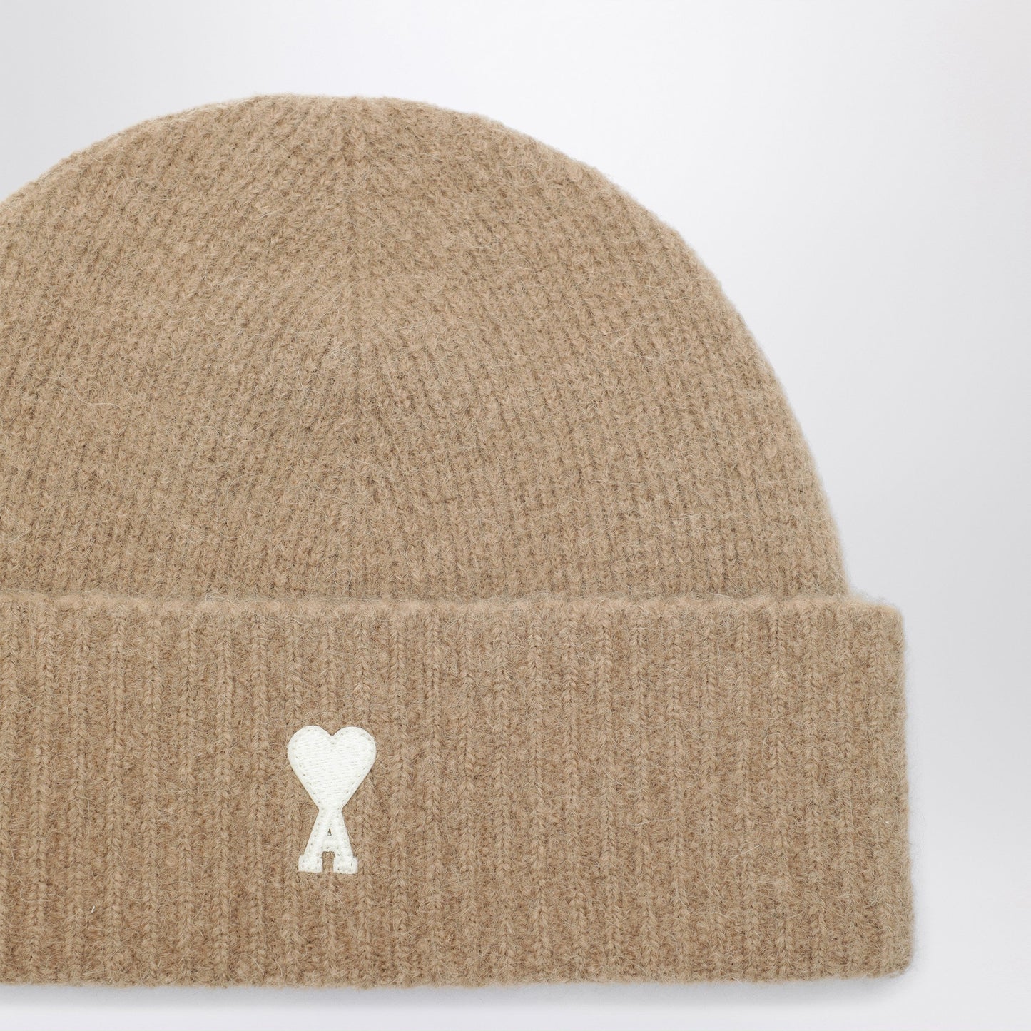 Ami Paris Ami De Coeur Beanie In Wool Blend, Beige Men AMI PARIS