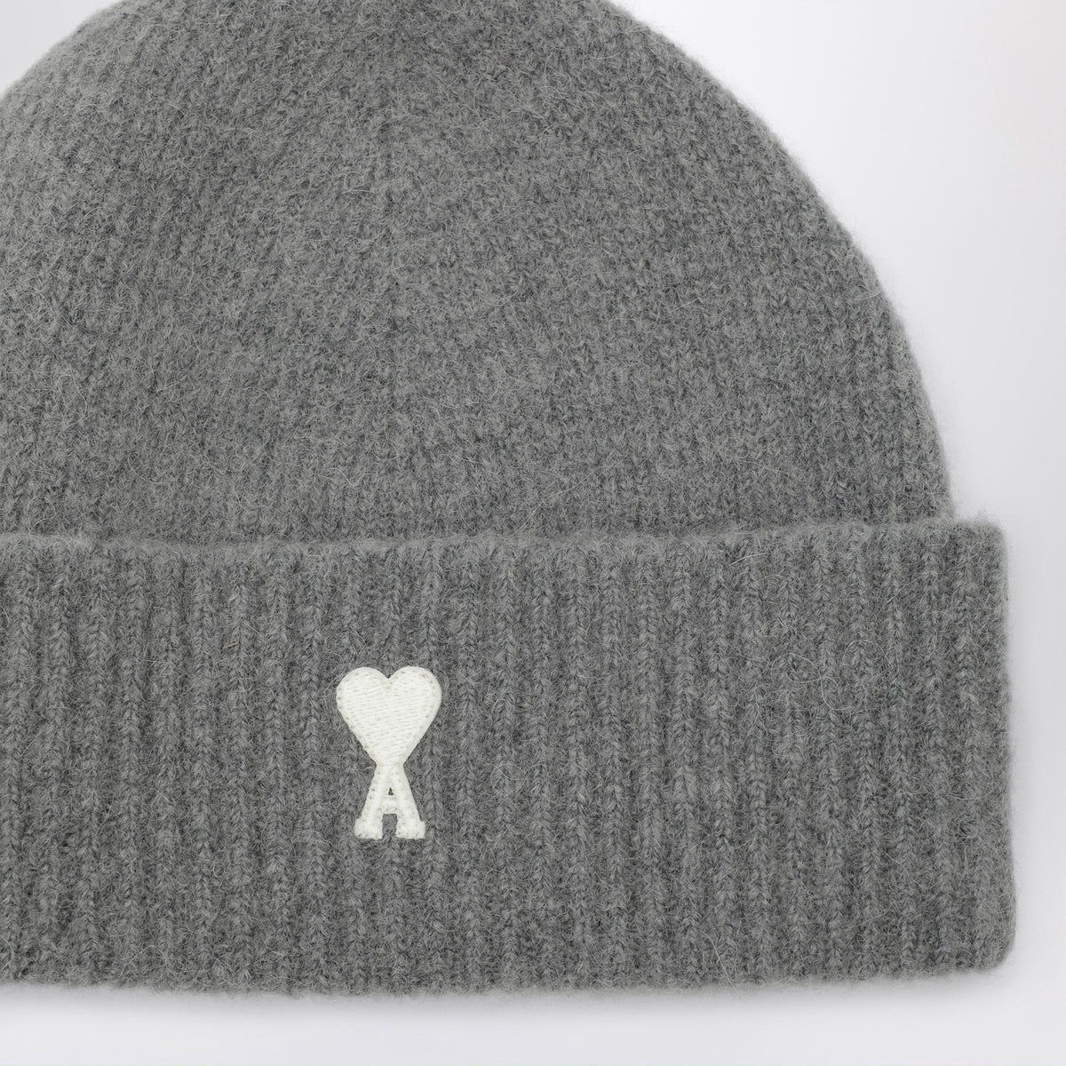 Ami Paris Ami De Coeur Grey Wool-Blend Beanie Men AMI PARIS