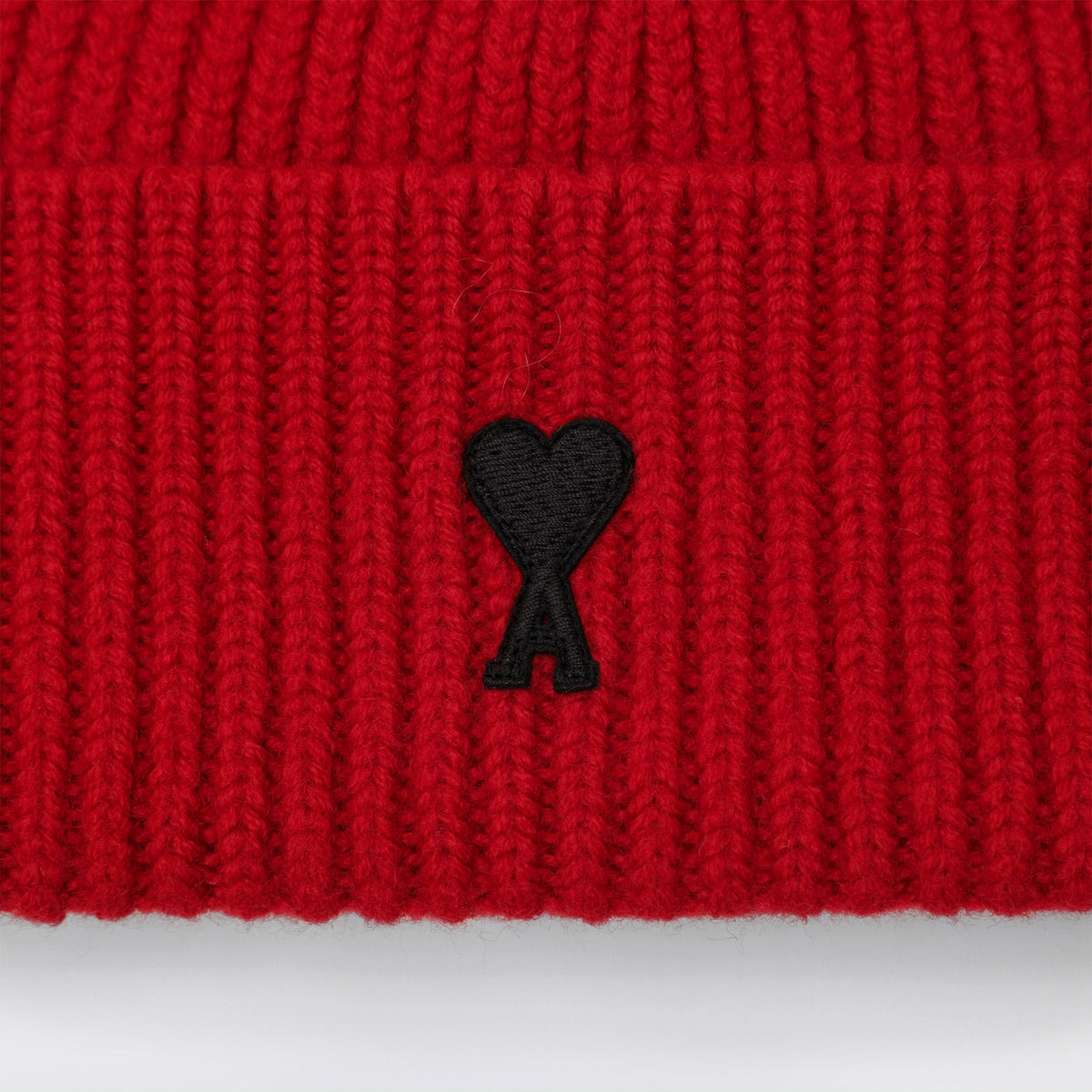 Ami Paris Ami De Coeur Beanie In Ruby Red Wool Blend Men AMI PARIS