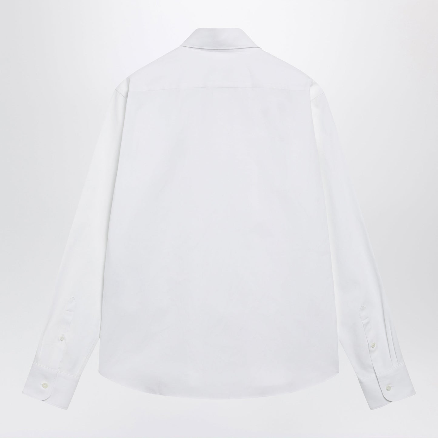 Prada Classic-Fit Cotton Shirt With Embroidered Logo In White Men PRADA