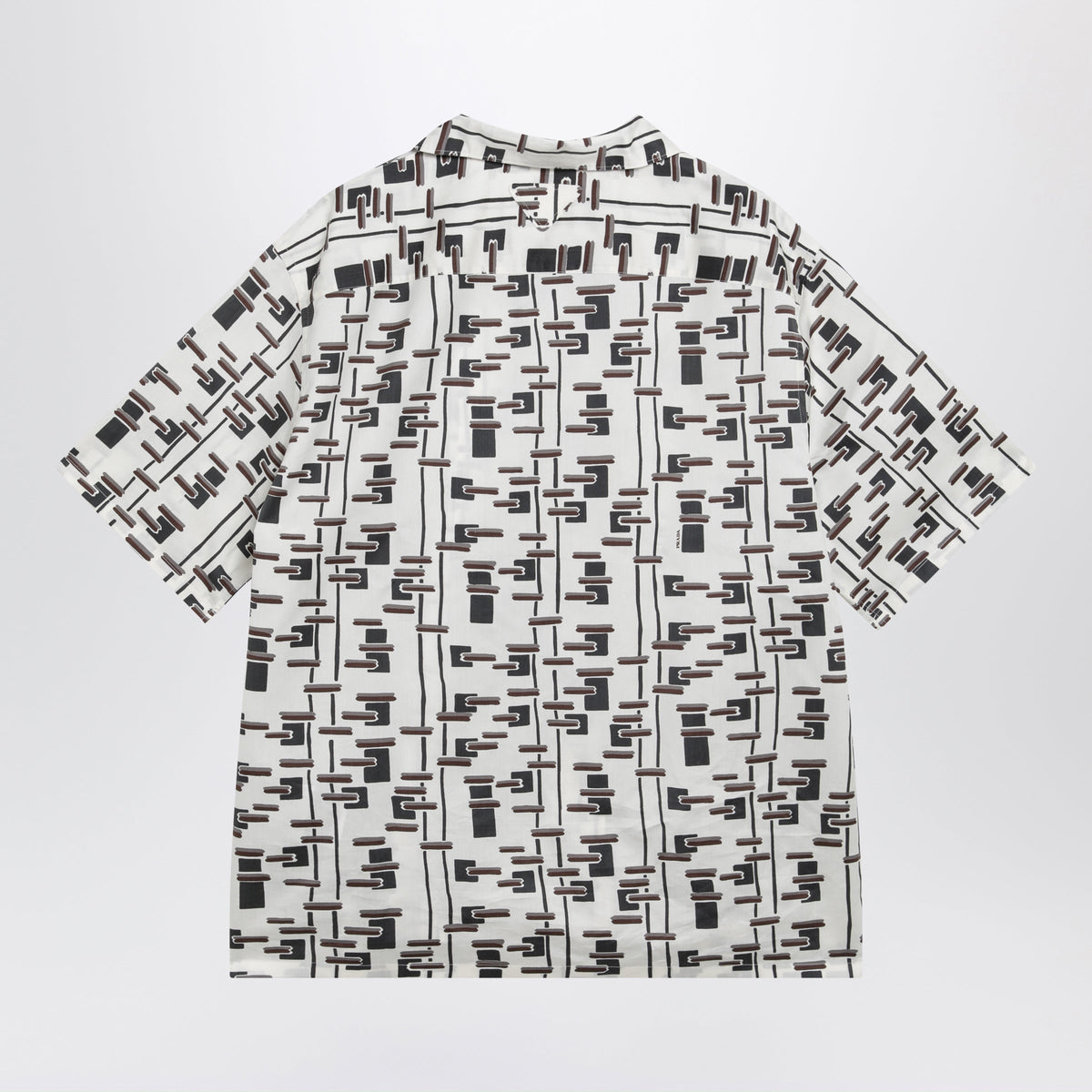 Prada Natural/Burgundy Printed Silk-Blend Shirt Men PRADA