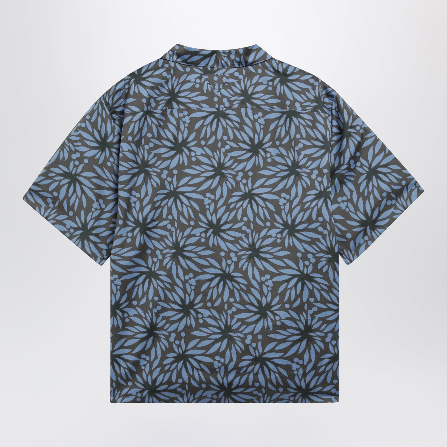 Prada Hematite/Black Floral Print Bowling Shirt Men PRADA