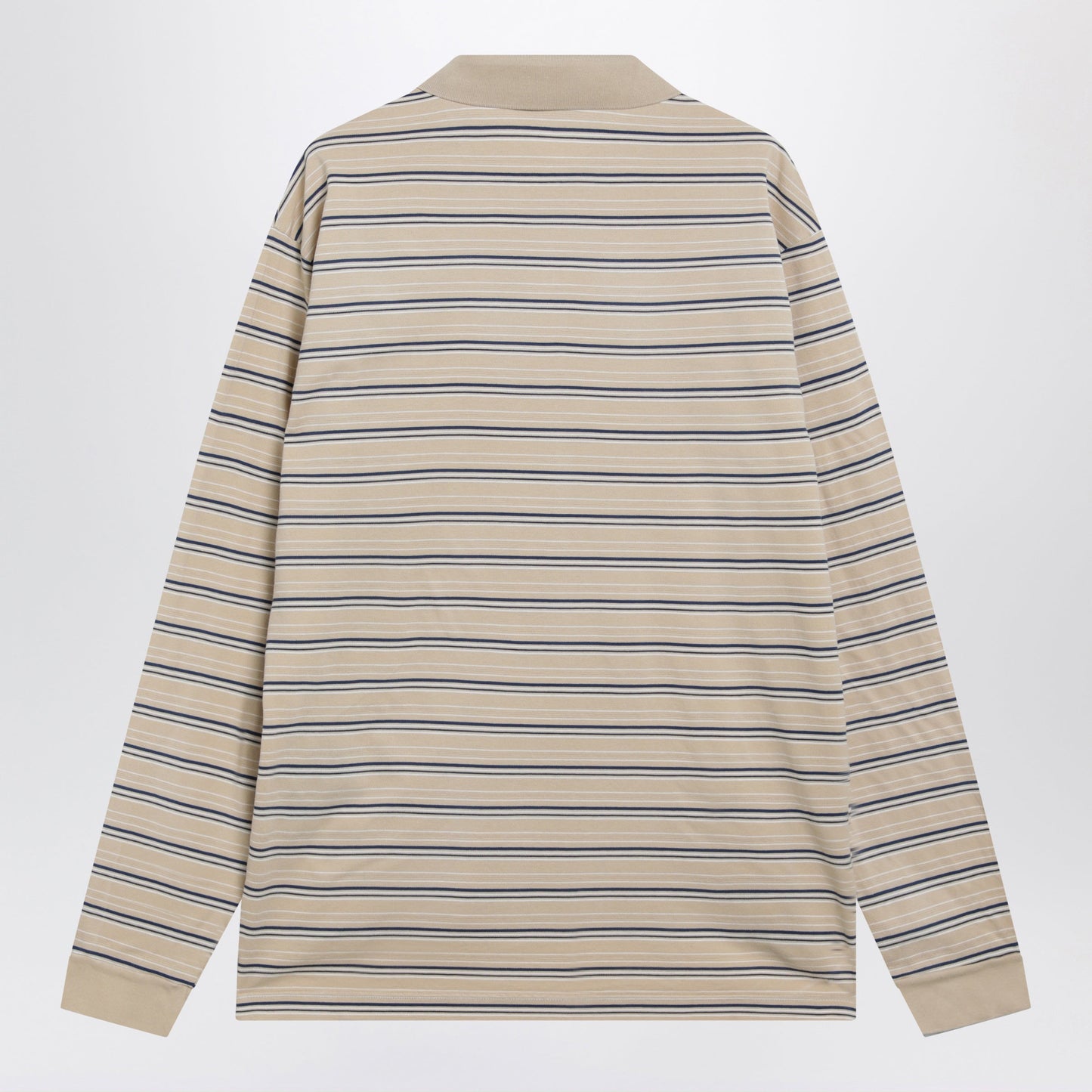 Prada Striped Cotton Pique Polo Shirt In Desert And Royal Men PRADA