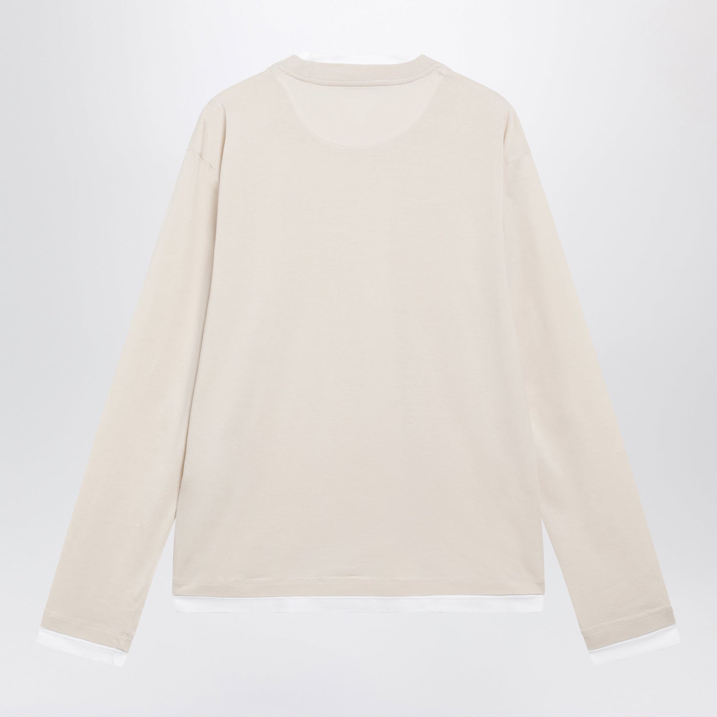 Prada Talc White Long-Sleeve Cotton Top Men PRADA