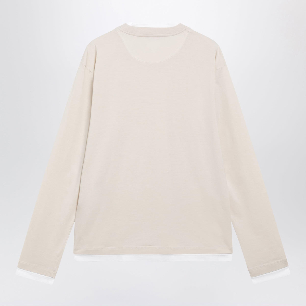 Prada Talc White Long-Sleeve Cotton Top Men PRADA