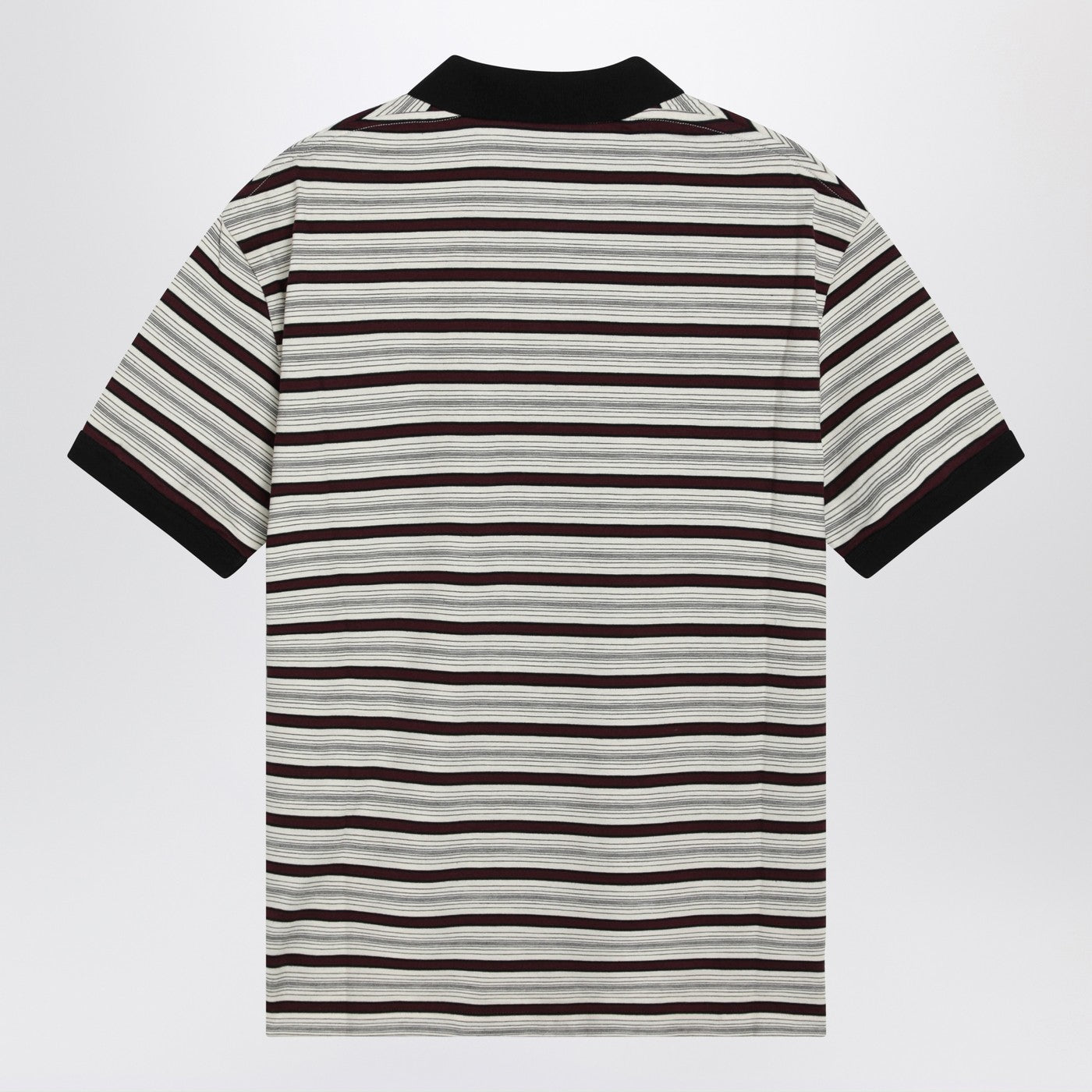 Prada Ivory/Garnet Striped Cotton Polo Shirt Men PRADA