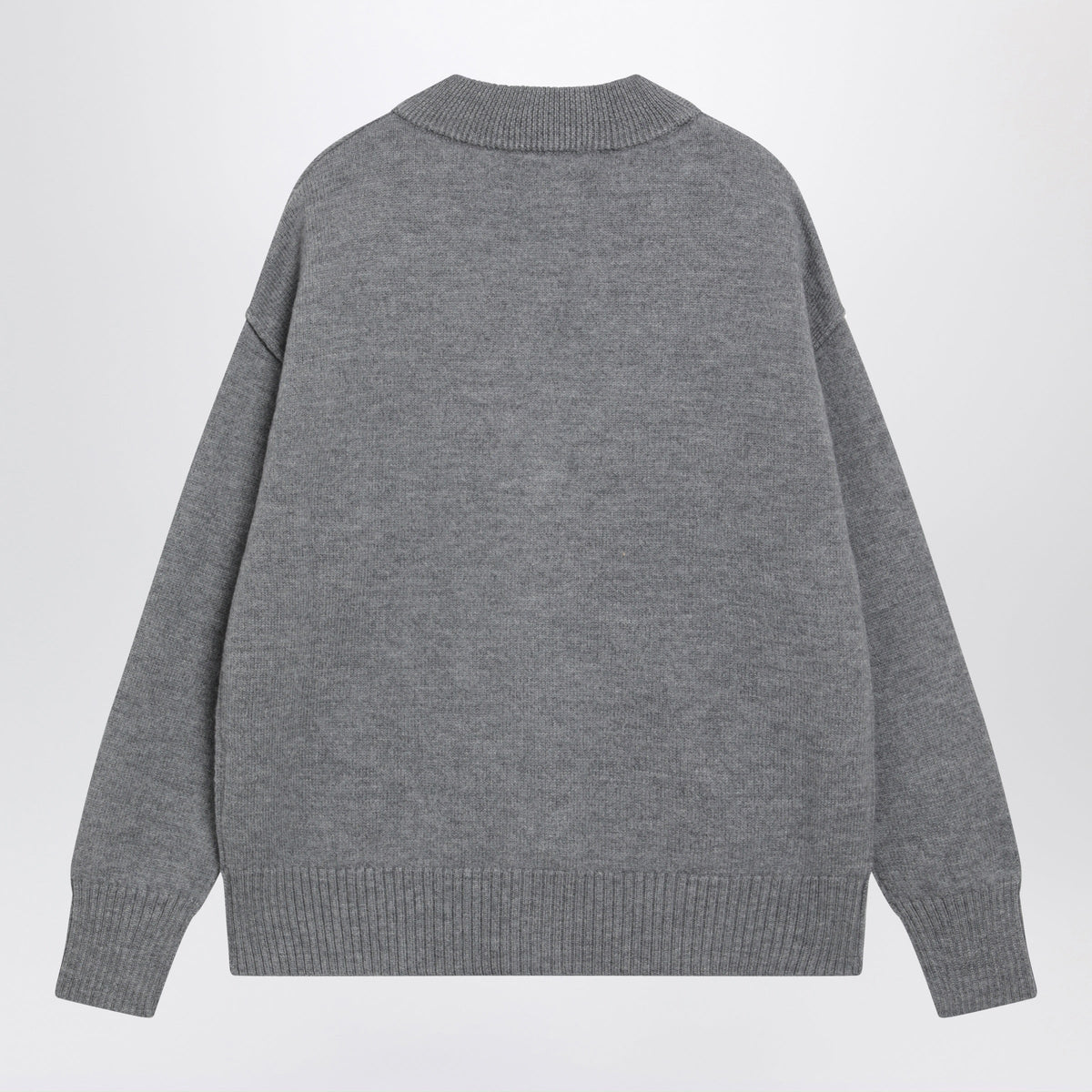Ami Paris Grey Ami De Coeur Wool Cardigan Women AMI PARIS