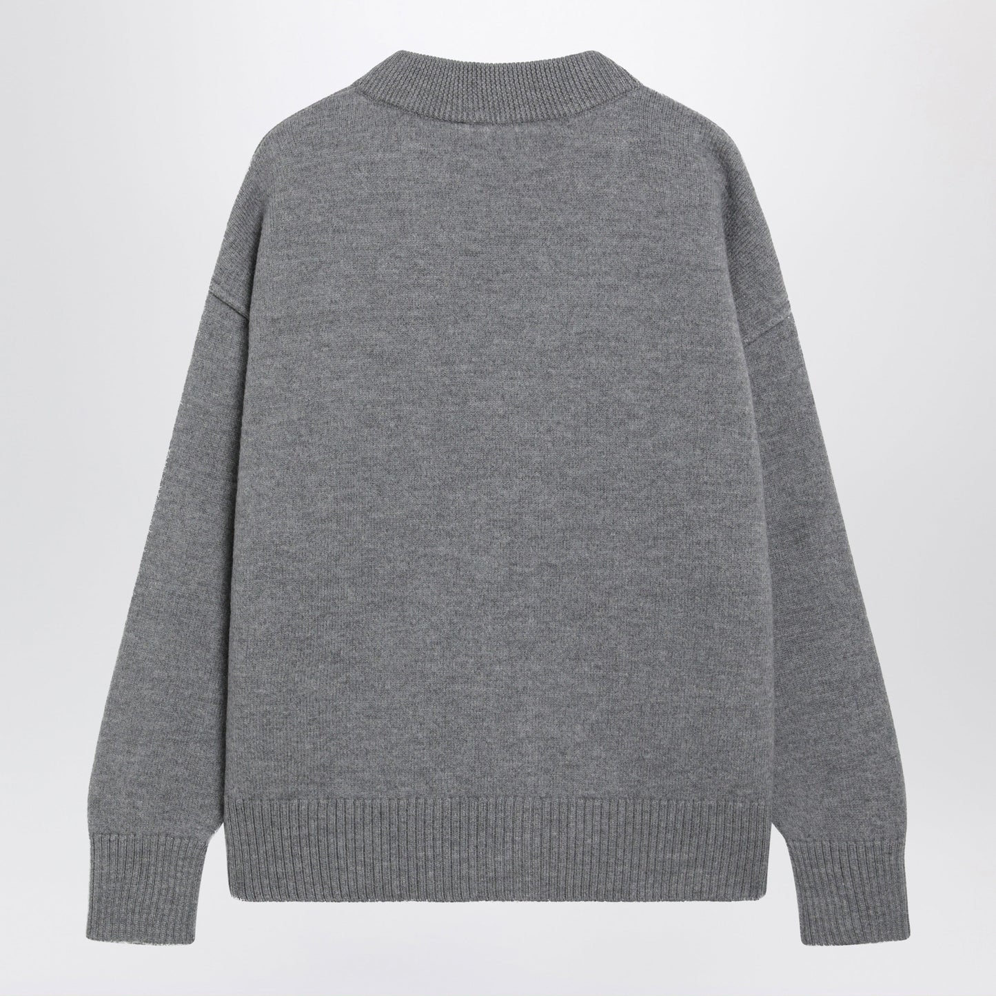 Ami Paris Grey Ami De Coeur Merino Wool Cardigan Men AMI PARIS
