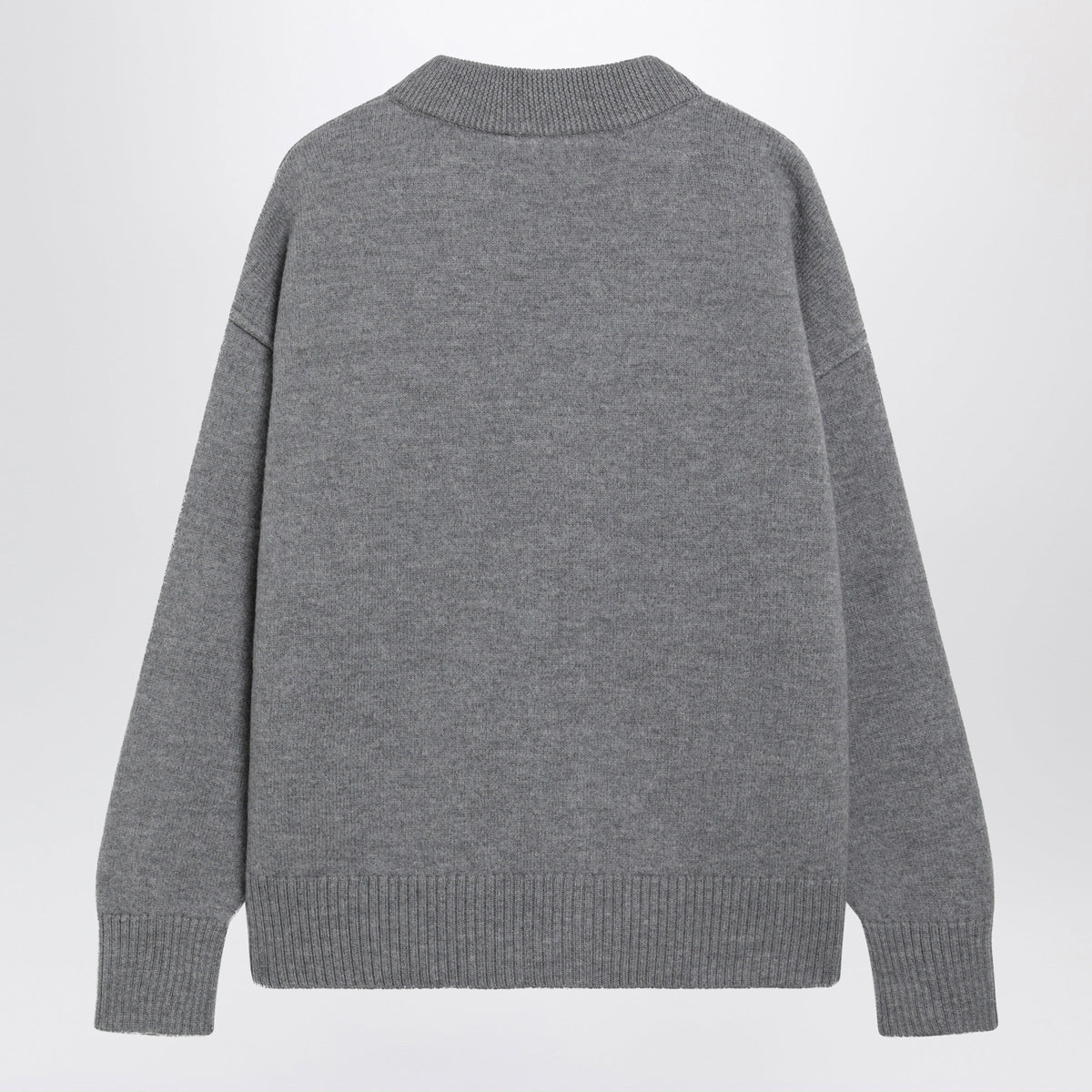 Ami Paris Grey Ami De Coeur Merino Wool Cardigan Men AMI PARIS