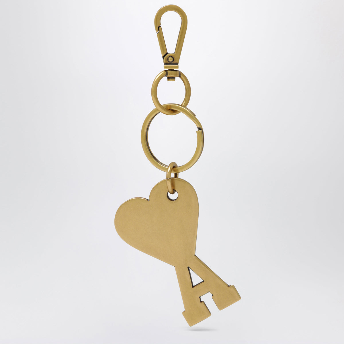 Ami Paris Ami De Coeur Metal Keyring In Vibrated Brass Men AMI PARIS