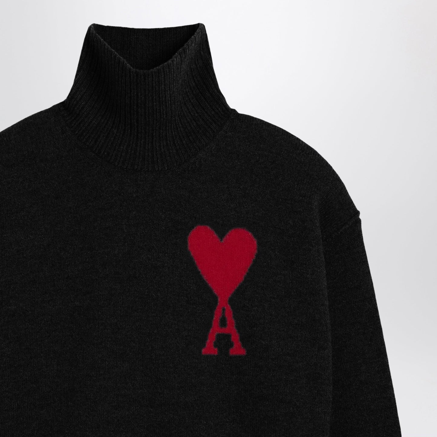 Ami Paris Ami De Coeur Sweater In Black Merino Wool Knit Women AMI PARIS