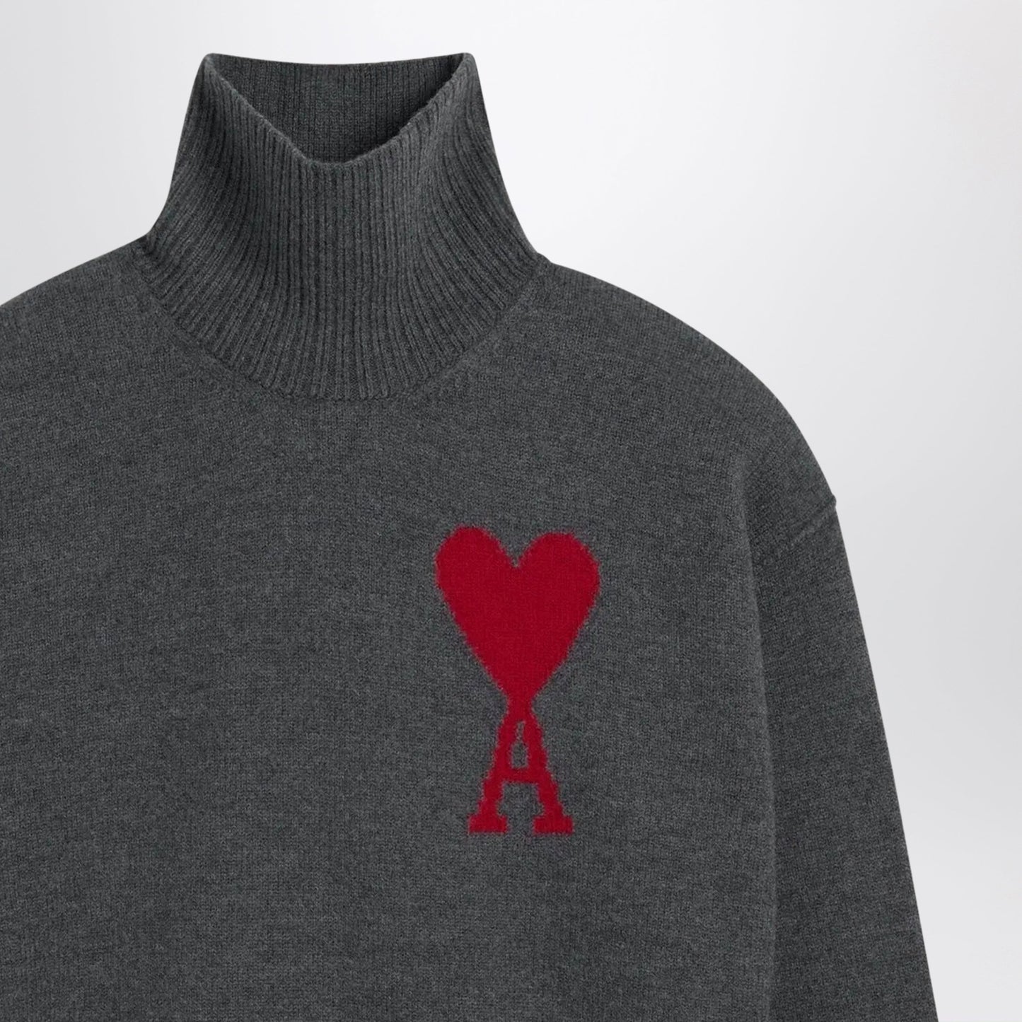 Ami Paris Grey Turtleneck Sweater Ami De Coeur Men AMI PARIS