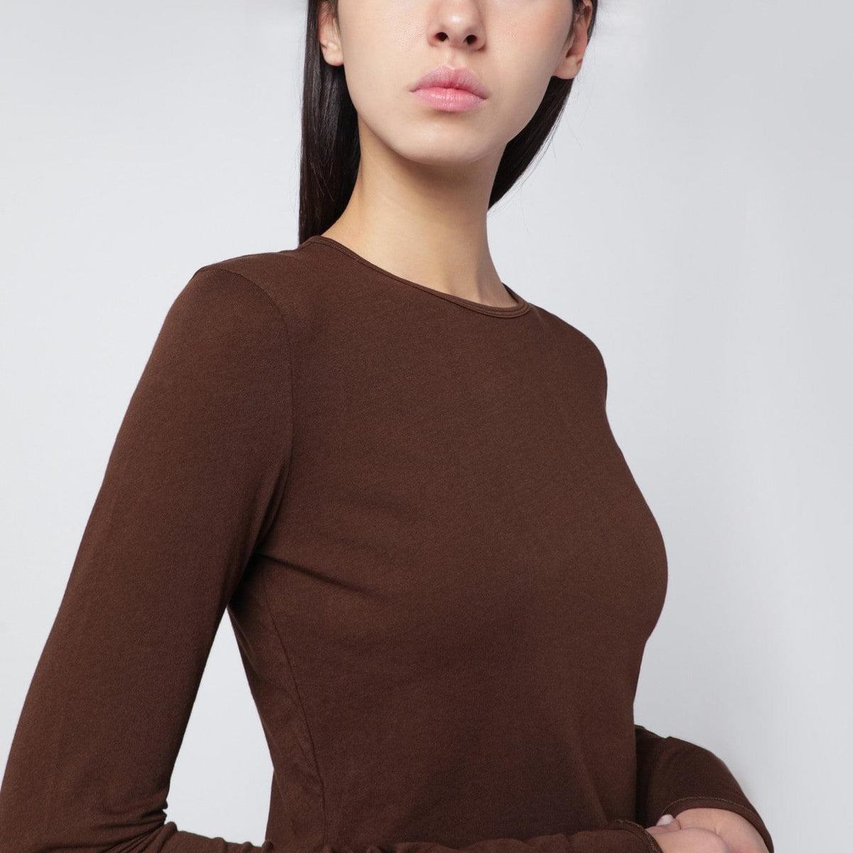 Entire Studios Brown Crewneck Cotton-Blend Top Women Entire Studios