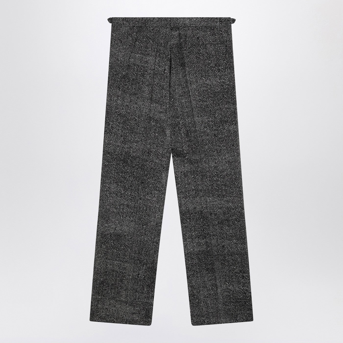 Prada Black/White Herringbone Pants Men PRADA