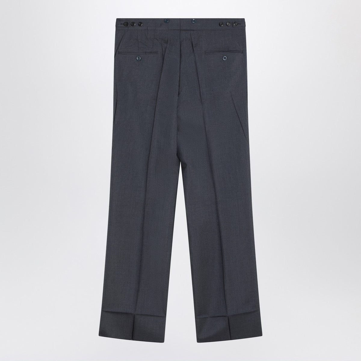 Prada Wide Aviator Blue Mohair And Silk Trousers Men PRADA