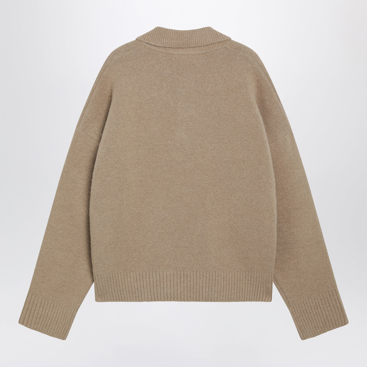 Ami Paris Ami De Coeur Beige Alpaca-Blend Polo Sweater Men AMI PARIS