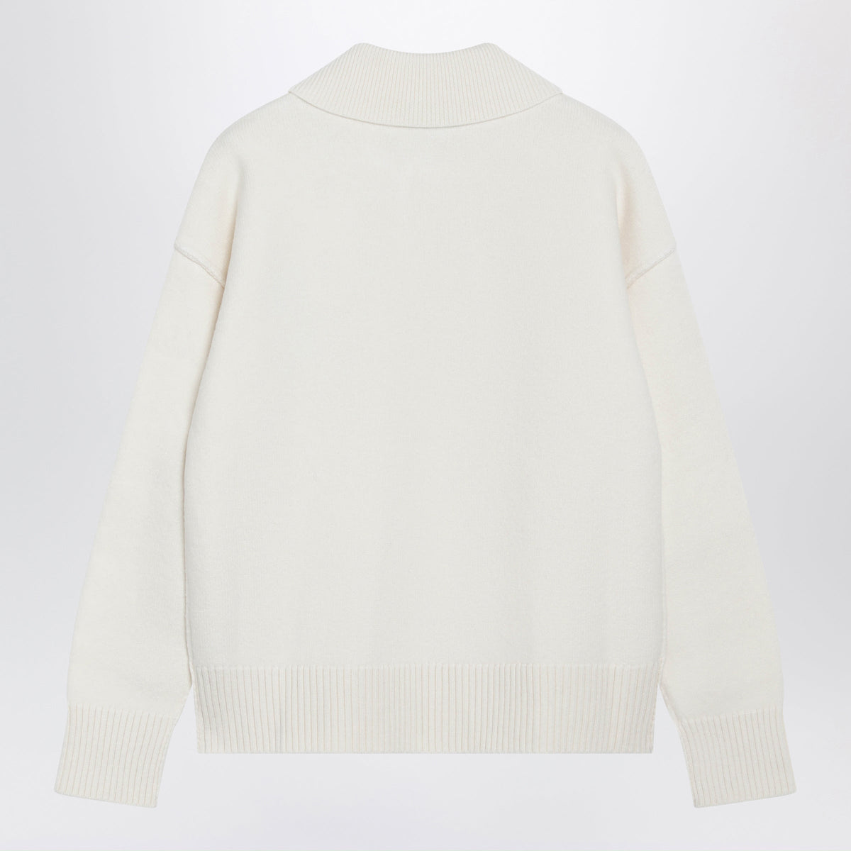 Ami Paris White Ami De Coeur Wool Polo Sweater Women AMI PARIS