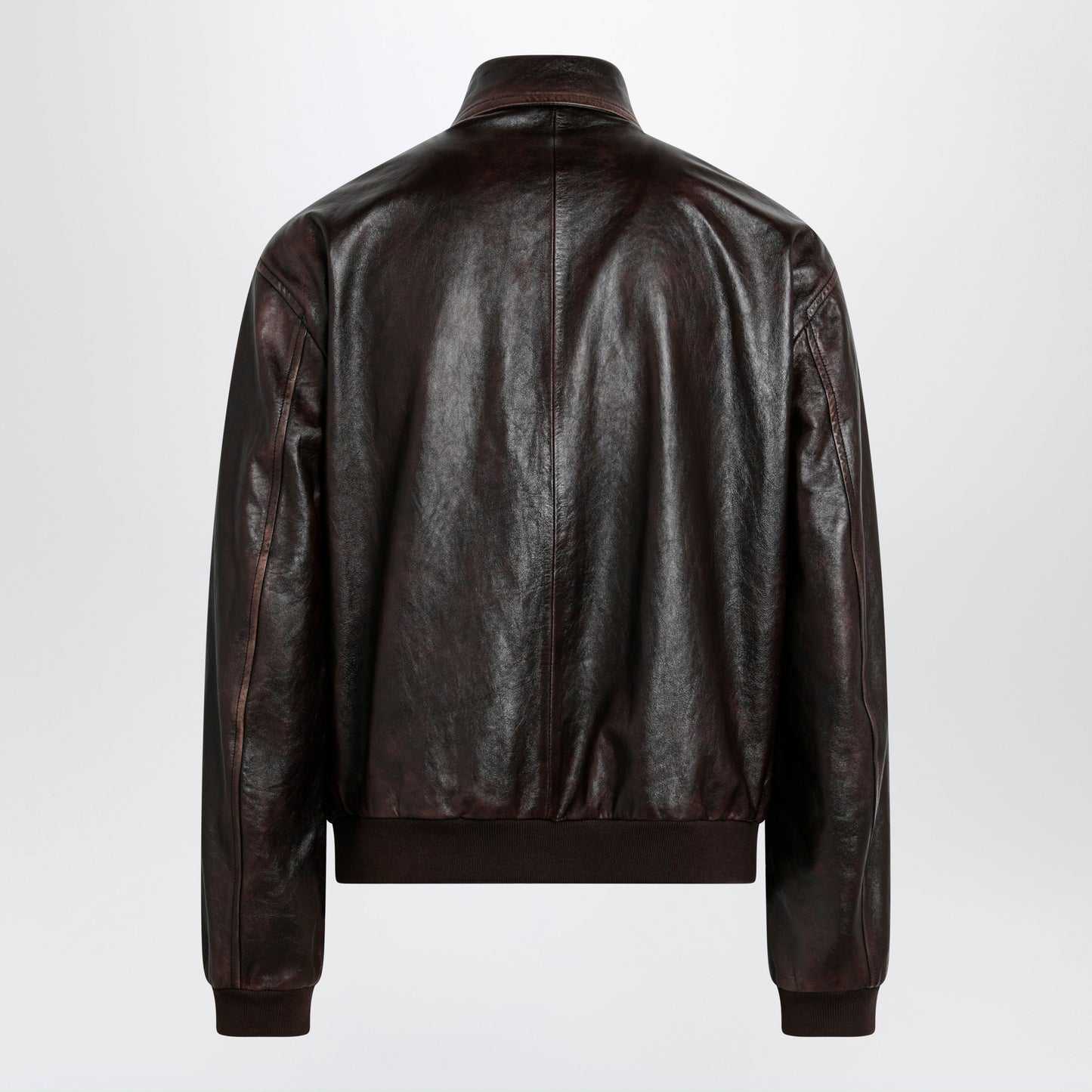 Prada Vintage Nappa Leather Bomber Jacket In Dark Brown Men PRADA