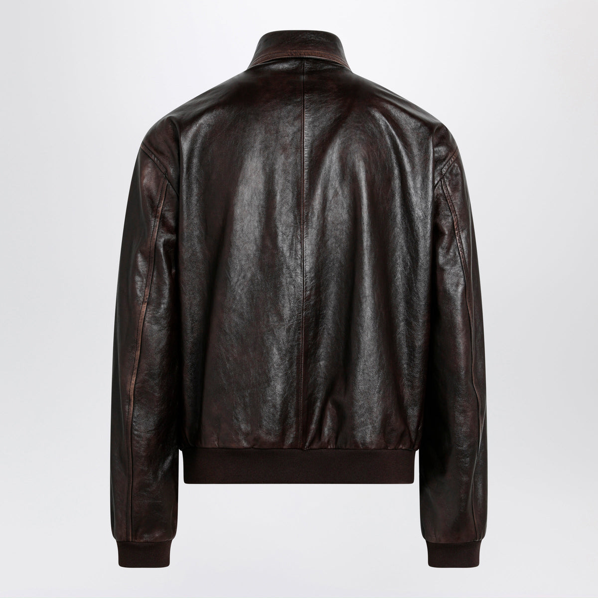 Prada Vintage Nappa Leather Bomber Jacket In Dark Brown Men PRADA
