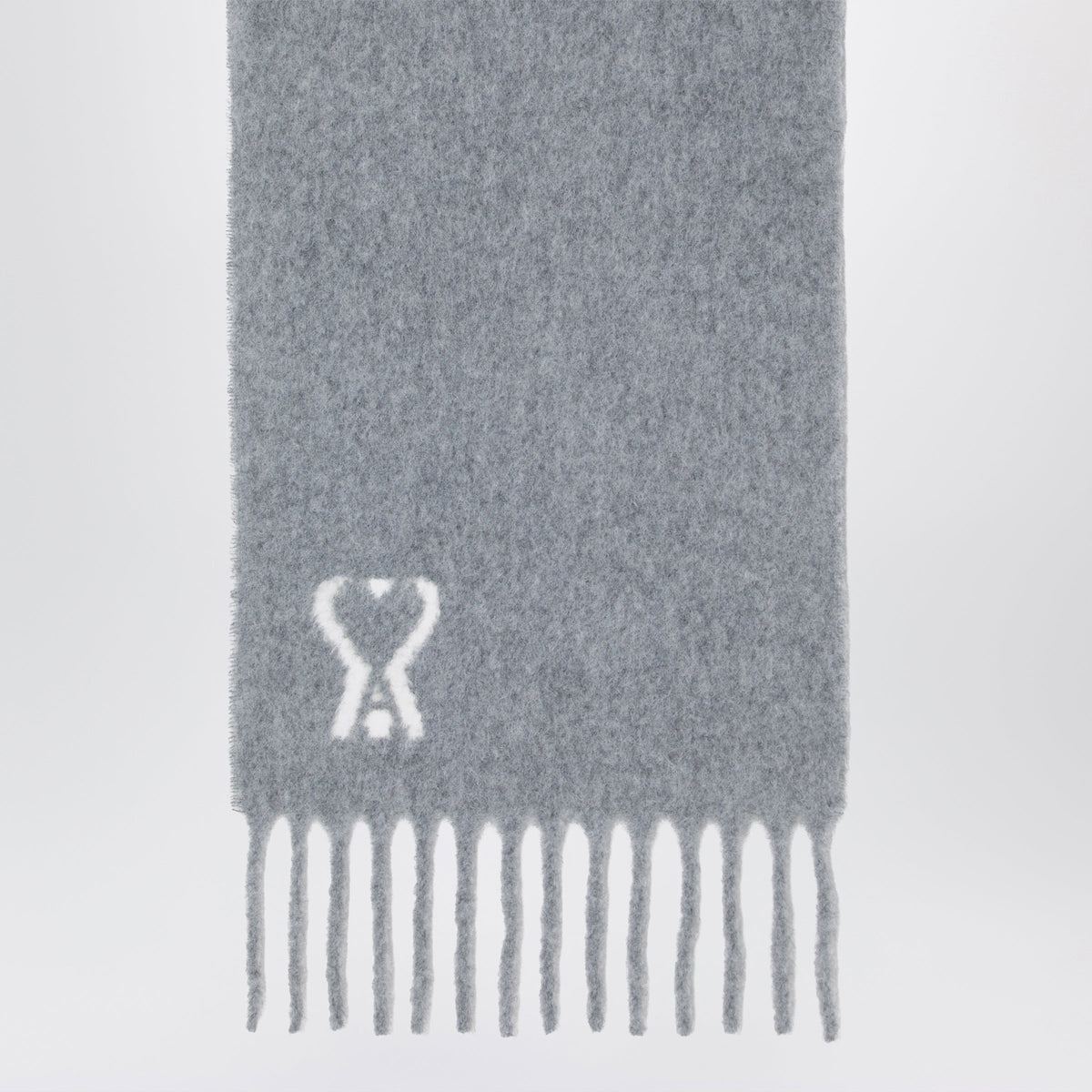 Ami Paris Grey Ami De Coeur Scarf Men AMI PARIS