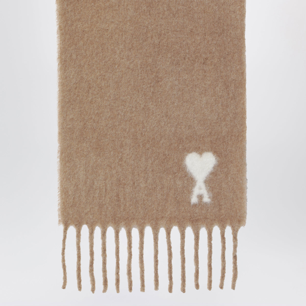 Ami Paris Beige Ami De Coeur Scarf In Alpaca Blend Men AMI PARIS