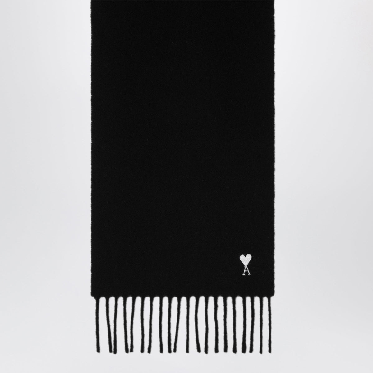 Ami Paris Black Ami De Coeur Wool Scarf Men AMI PARIS