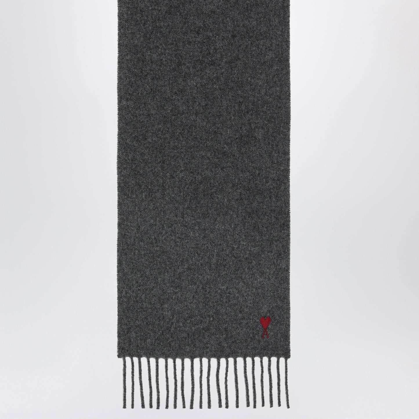 Ami Paris Grey Ami De Cå“Ur Wool Scarf Men AMI PARIS