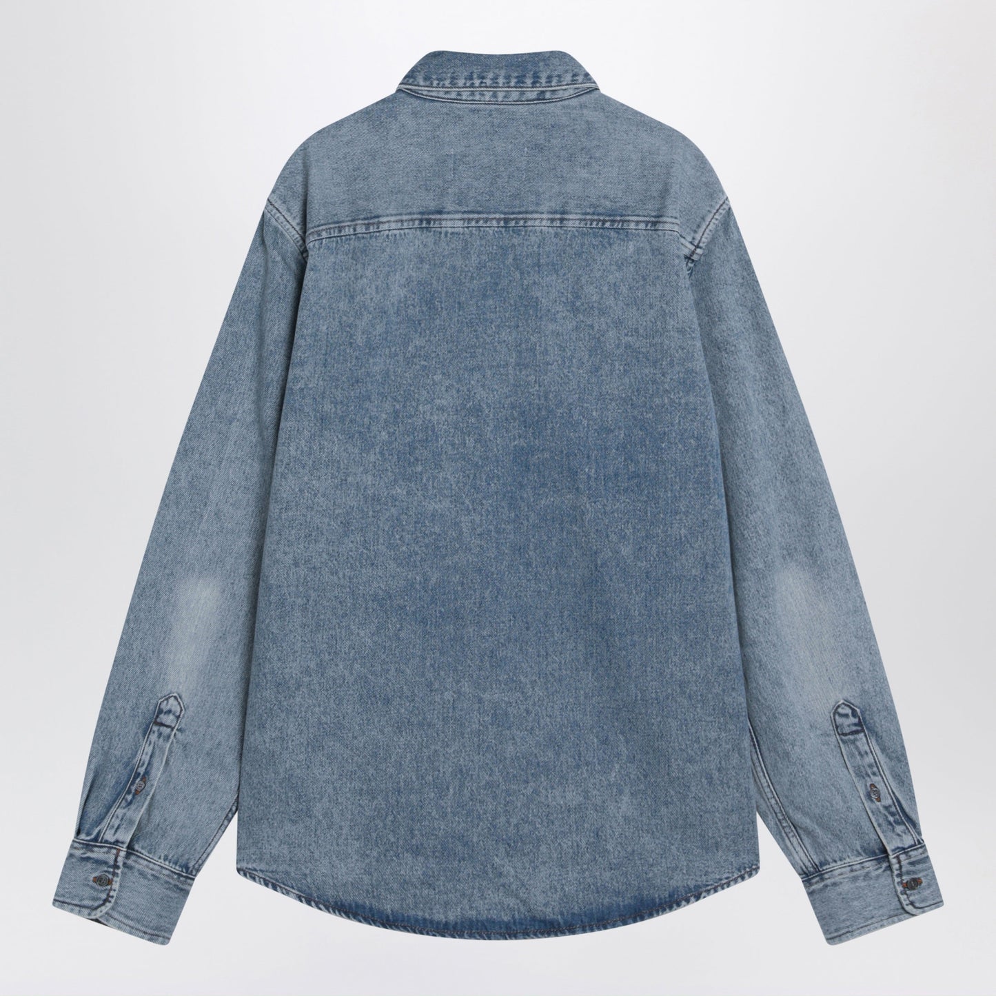 Ami Paris Ami De Coeur Used Blue Denim Shirt Men AMI PARIS