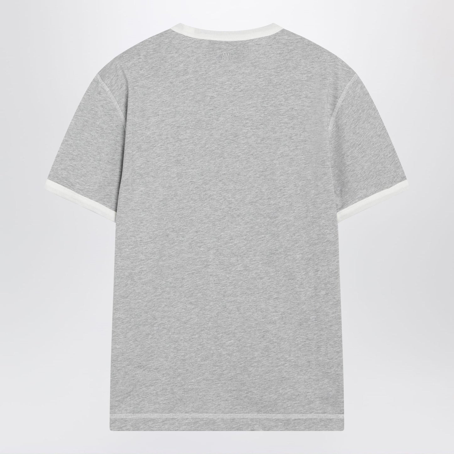 Ami Paris Grey/Cream Cotton T-Shirt With Logo Applique Men AMI PARIS