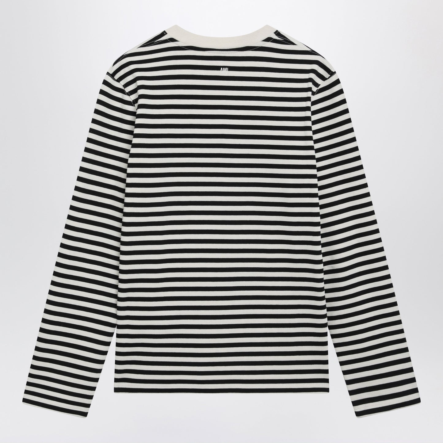Ami Paris Black/Ivory Striped Ami De Coeur T-Shirt Women AMI PARIS