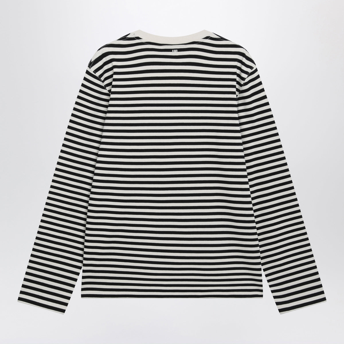 Ami Paris White/Ivory Striped Ami De Coeur Sweater In Cotton Men AMI PARIS