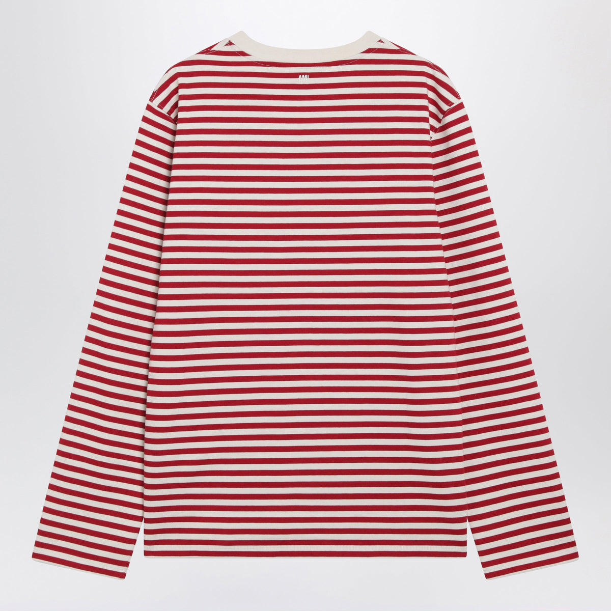 Ami Paris Red / Ivory Striped Ami De Coeur Long-Sleeved T-Shirt Men AMI PARIS