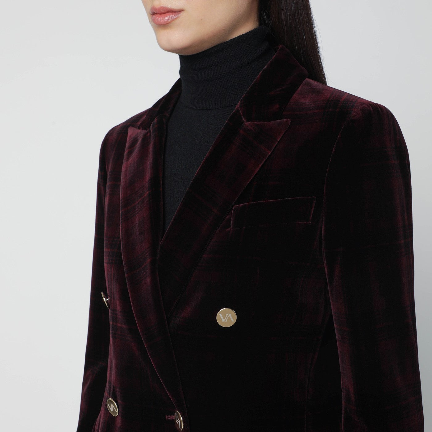 Vitovi Bordeaux Velvet Double-Breasted Jacket Women VItoVI