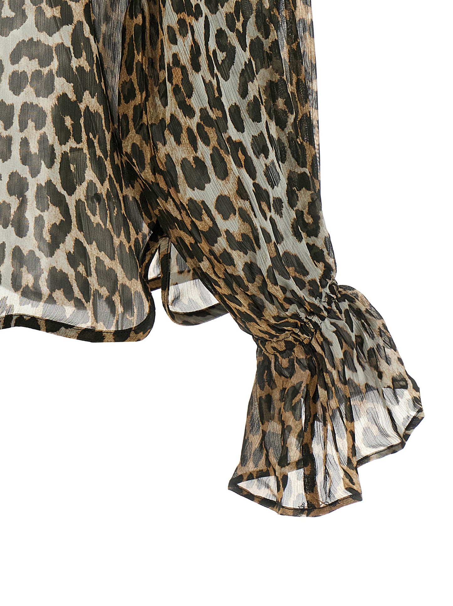 Ganni Women 'Leopard Print Chiffon Tie String' Shirt GANNI