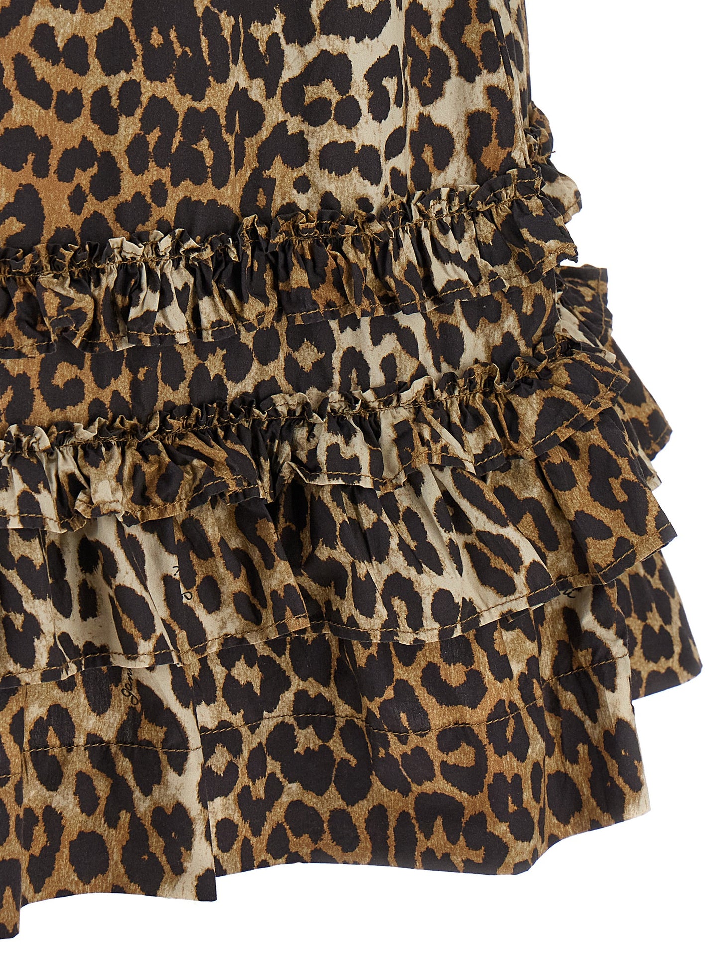 Ganni Women 'Leopard Cotton Poplin Mini' Dress GANNI