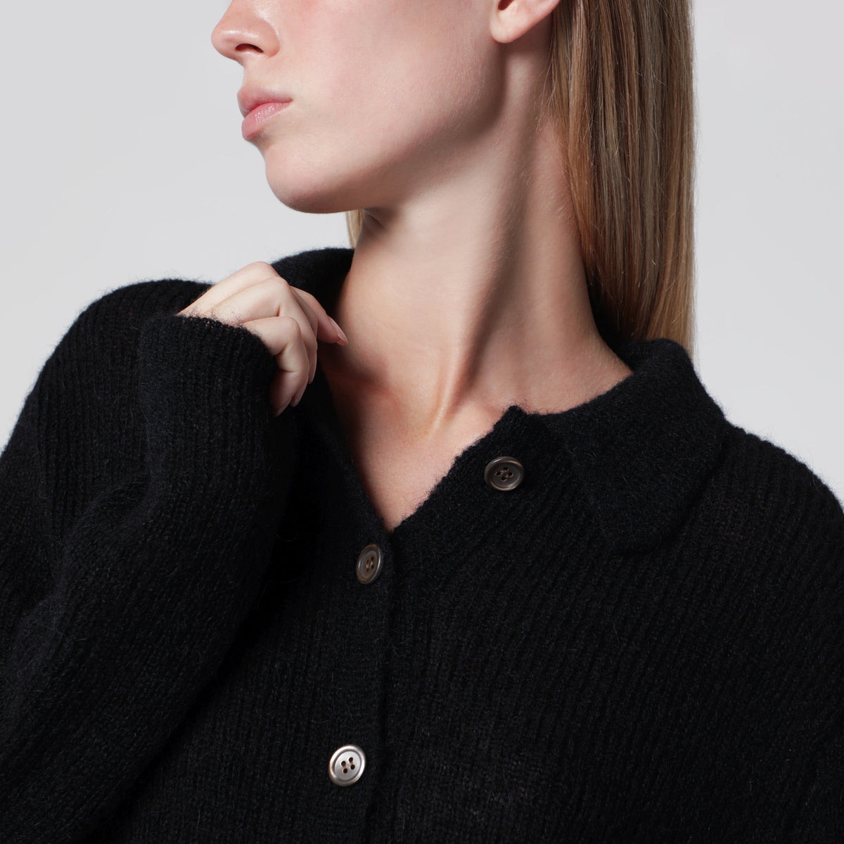 Our Legacy Black Alpaca-Blend Polo Cardigan Women OUR LEGACY