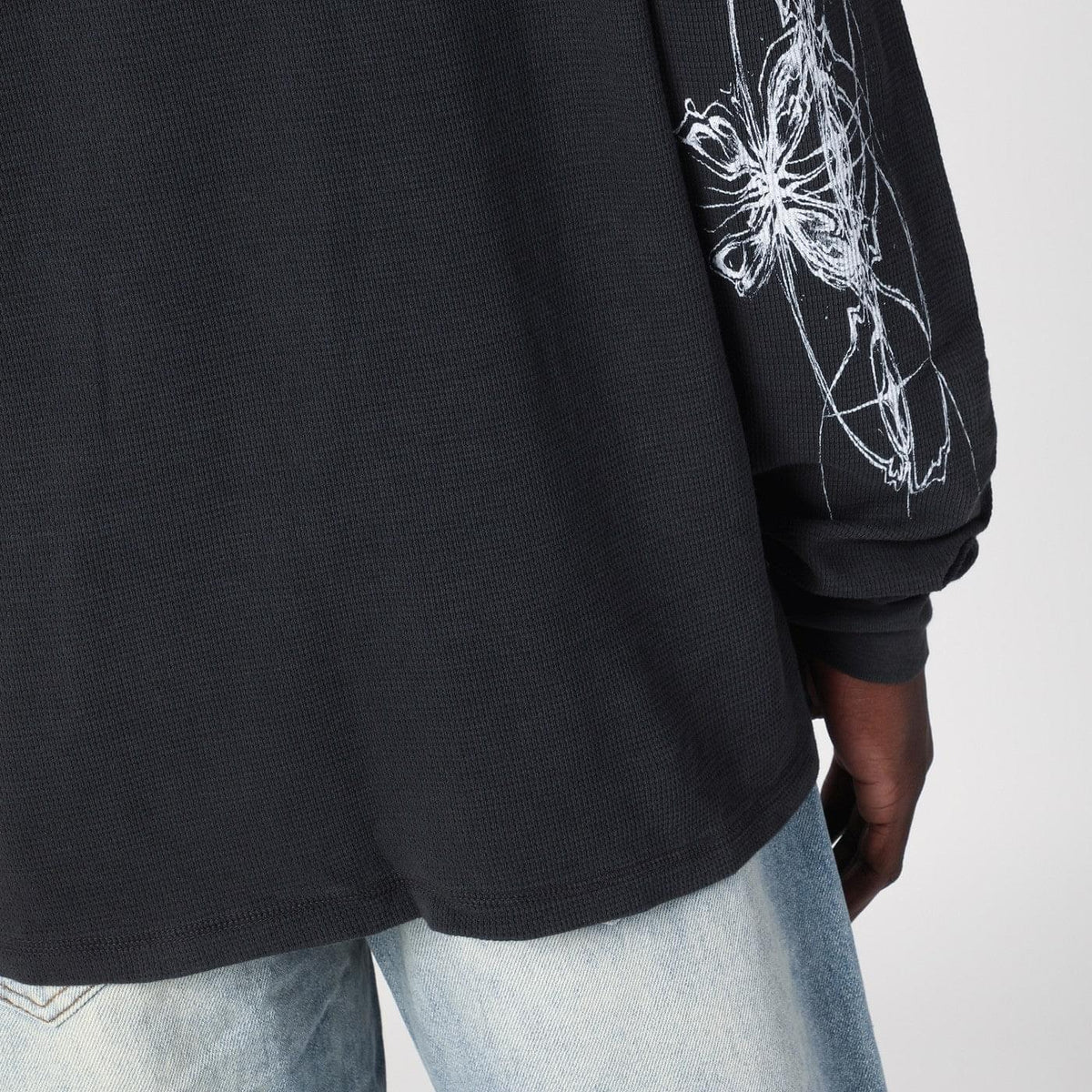 Basketcase Gallery Vintage Black Cotton Crewneck Sweater Men Basketcase Gallery