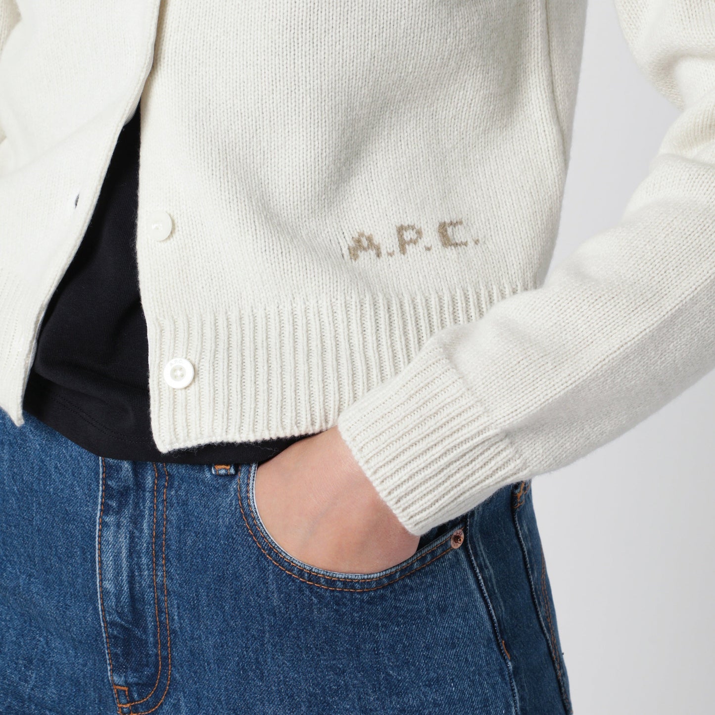 A.P.C. Short Ecru Wool Cardigan Women A.P.C.