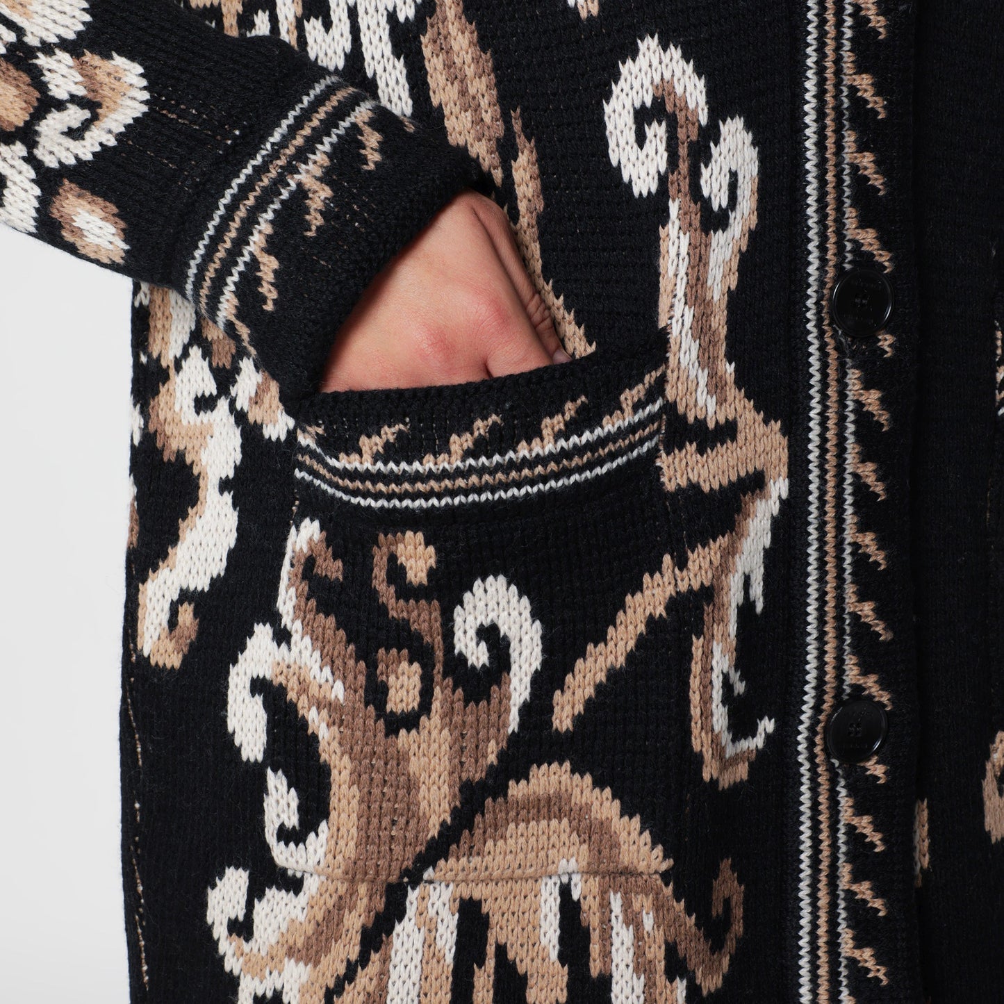 Etro Black Wool Jacquard Cardigan Women ETRO