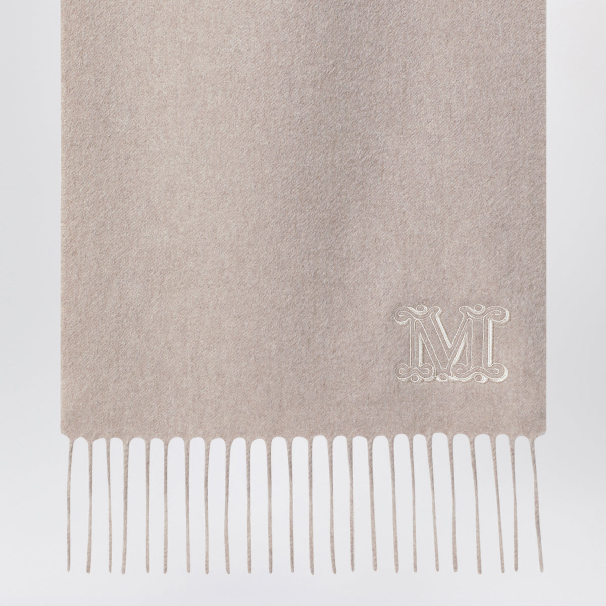 Max Mara Sand-Colored Cashmere Scarf With Embroidered Logo Women MAX MARA