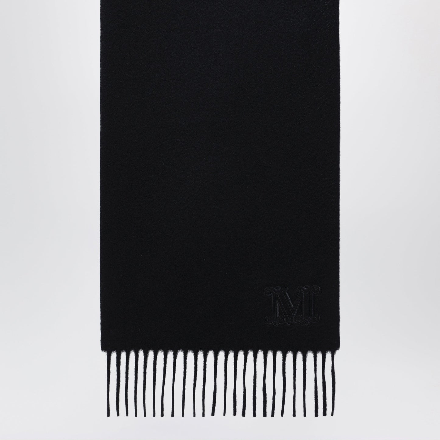 Max Mara Cashmere Stole With Monogram Embroidery In Black Women