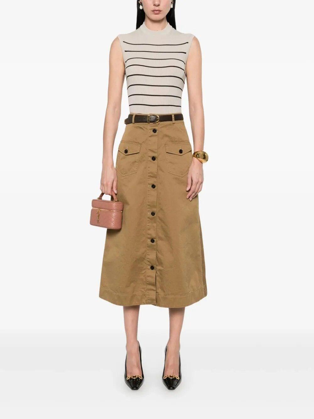 Saint Laurent Women Cotton Midi Skirt SAINT LAURENT